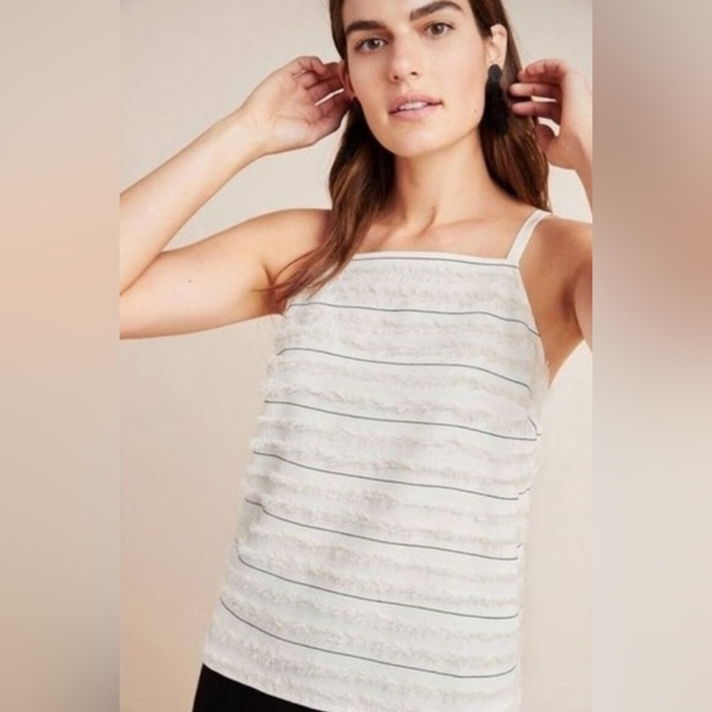 Anthropologie Maeve Cream Quinn
Fringe Tank Top Womens Sleeveless: Size 0